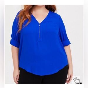 Torrid 12261553 NEW Electric Blue 3/4 Sleeve Harper Chiffon Top Size 2
